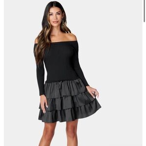 Bebe off the shoulder tiered dress size xs
